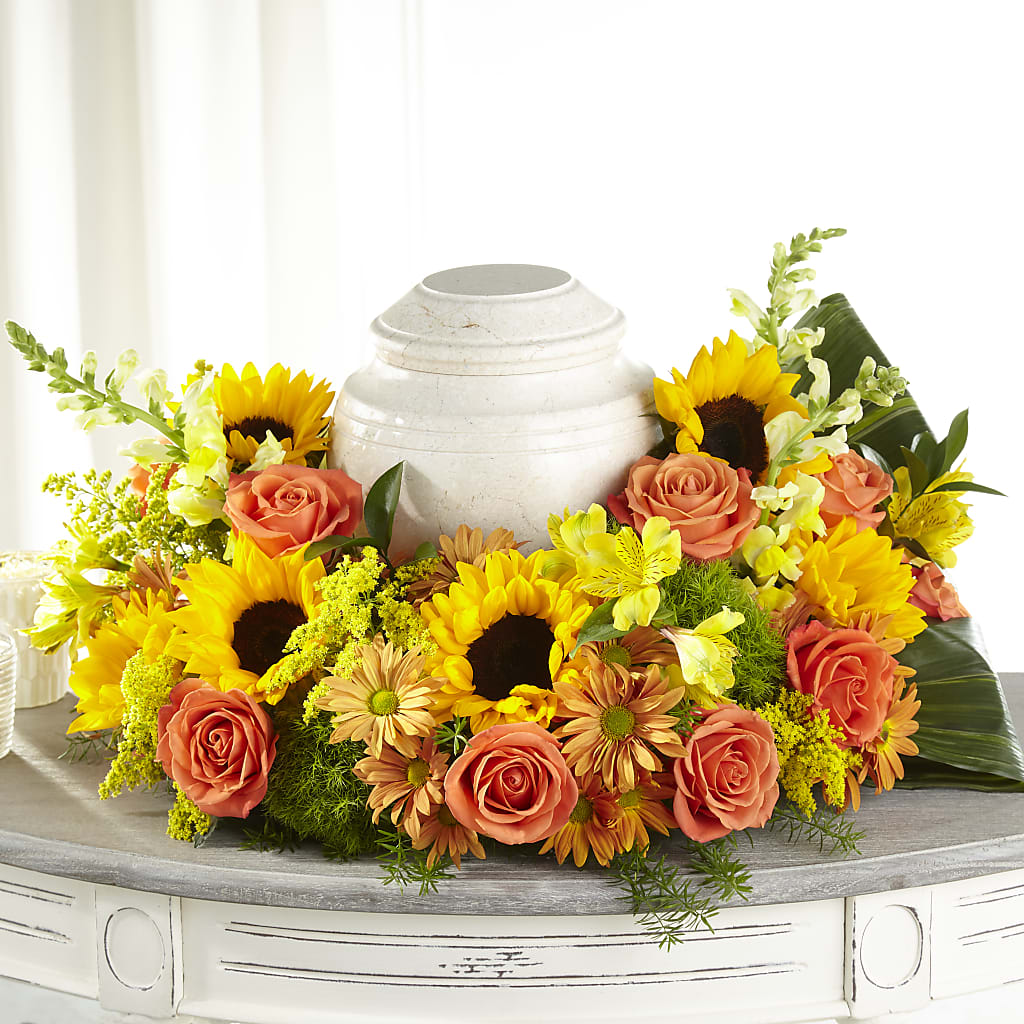 Faithful Sunflower Cremation Adornment – Bittner-long Floral And Greenhouse, Somerset PA