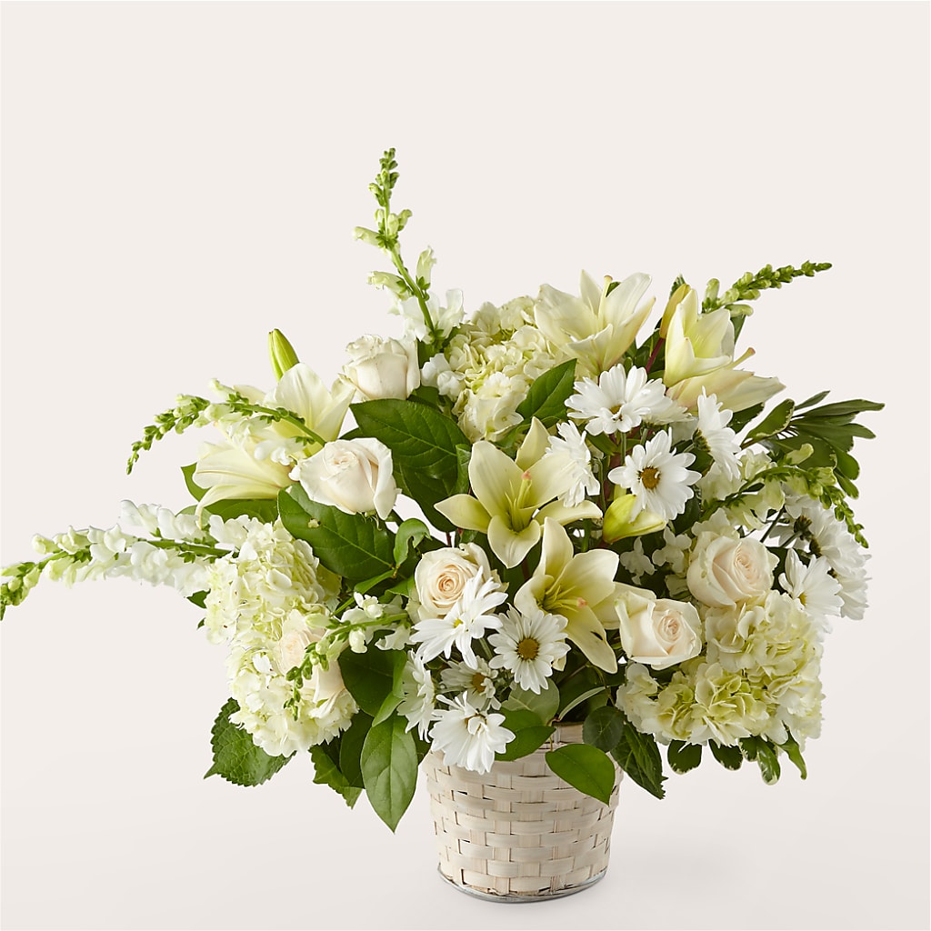Ivory Elegance Floral Basket – Bittner-long Floral And Greenhouse, Somerset PA