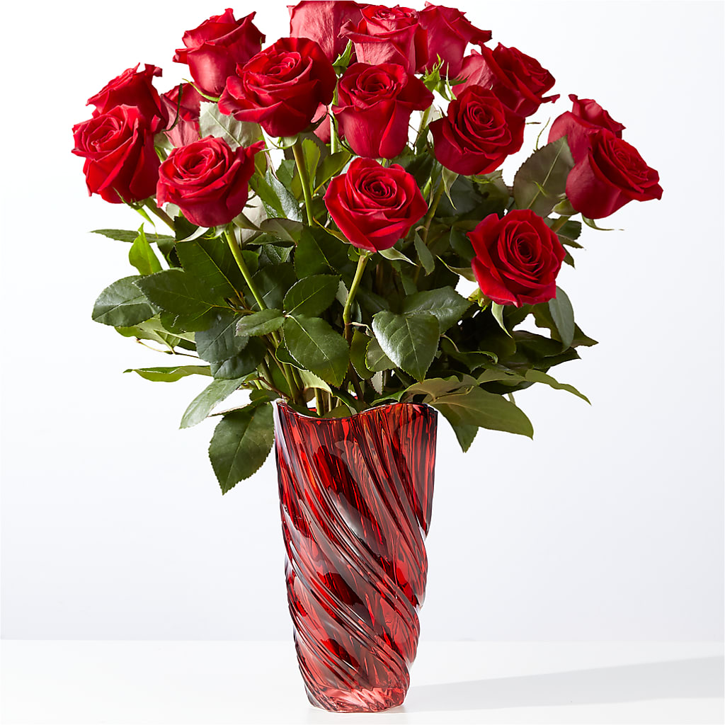 Classic Love Red Rose Bouquet with Luxe Swirl Vase – Bittner-long Floral And Greenhouse, Somerset PA
