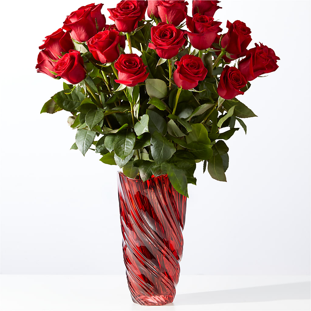 Classic Love Red Rose Bouquet with Luxe Swirl Vase – Bittner-long Floral And Greenhouse, Somerset PA