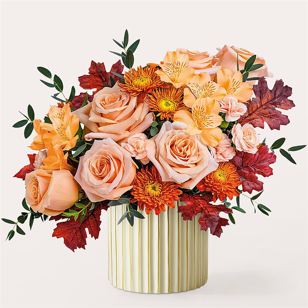 Spiced Latte Bouquet with Ivory Vase – Bittner-long Floral And Greenhouse, Somerset PA