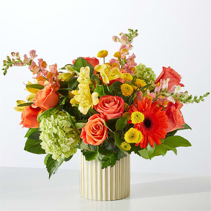 Autumn Sunshine Bouquet with Ivory Vase –  Bittner-long Floral And Greenhouse, Somerset PA
