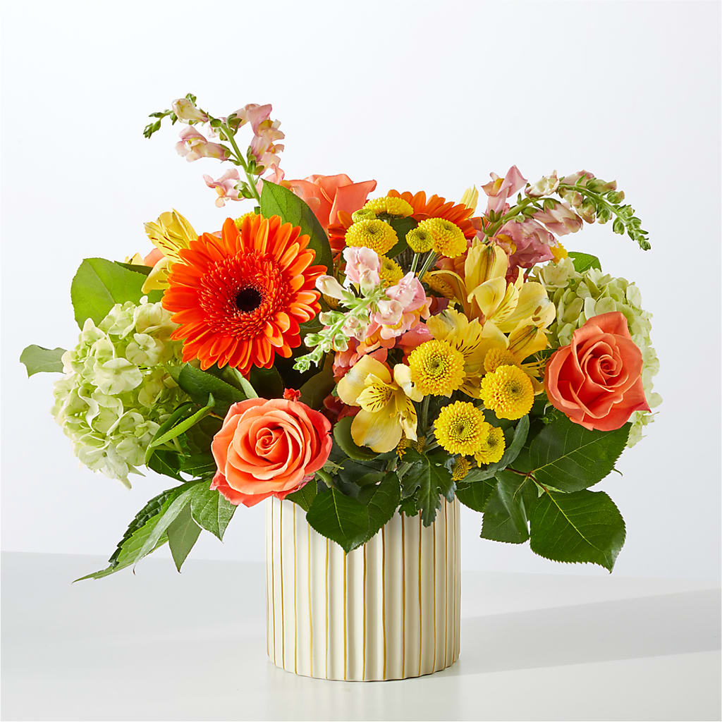 Autumn Sunshine Bouquet with Ivory Vase –  Bittner-long Floral And Greenhouse, Somerset PA