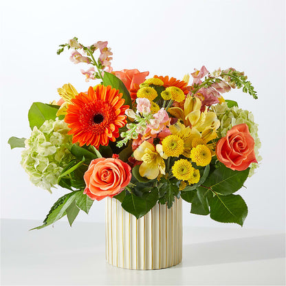 Autumn Sunshine Bouquet with Ivory Vase –  Bittner-long Floral And Greenhouse, Somerset PA