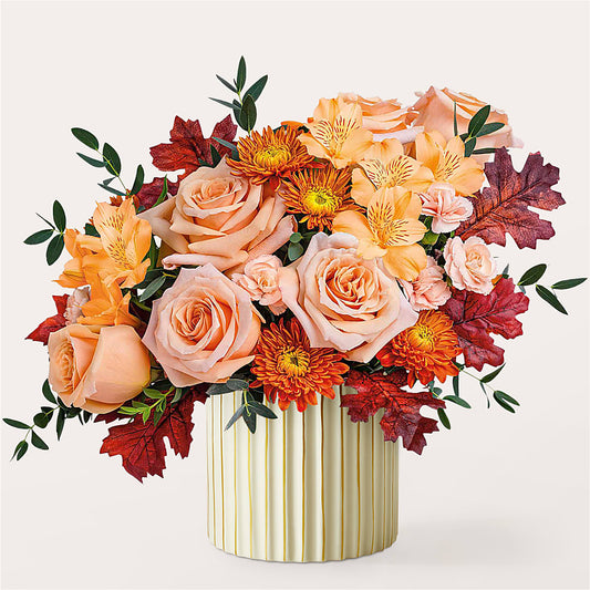Spiced Latte Bouquet with Ivory Vase –  Bittner-long Floral And Greenhouse, Somerset PA